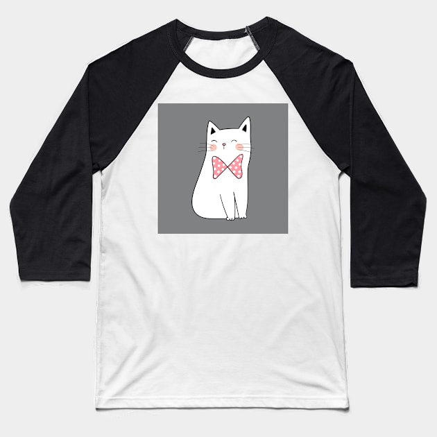 Bow Tie Cat Baseball T-Shirt by greenoriginals